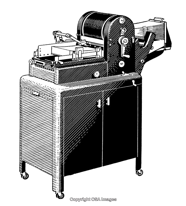 Vintage Engraved Illustration of an Industrial Printing Machine