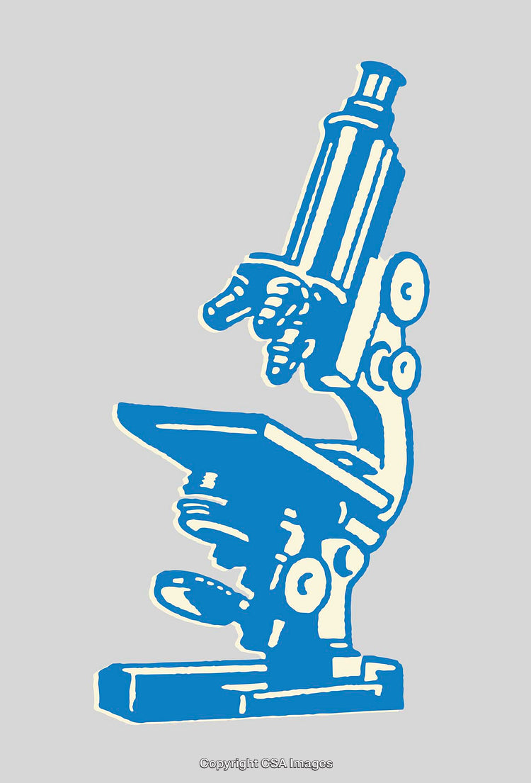 Blue Microscope Illustration on Plain Background for Educational Use
