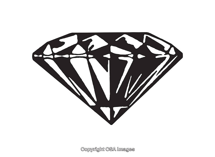 Black and White Line Art Illustration of a Brilliant Cut Diamond