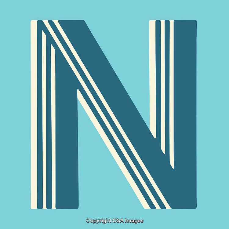Retro Style Letter N on a Vibrant Blue Background