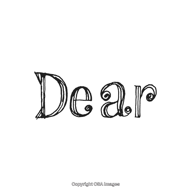 Hand-Drawn Artistic Text Illustration Featuring the Word 'Dear' in Decorative Font