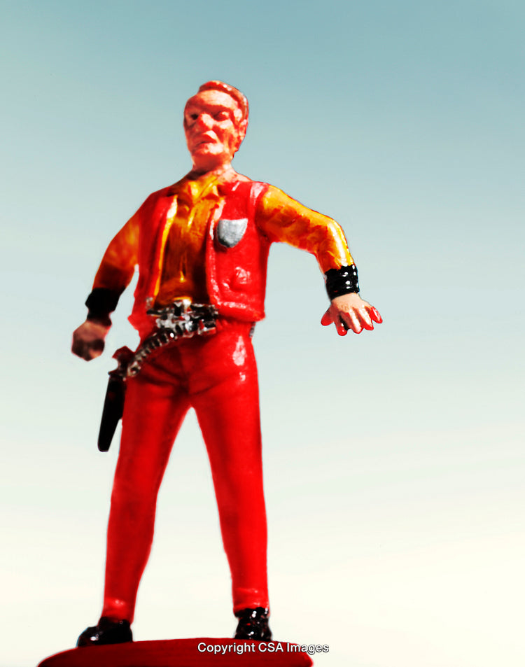 Colorful Figurine of a Cowboy on a Gradient Sky Background