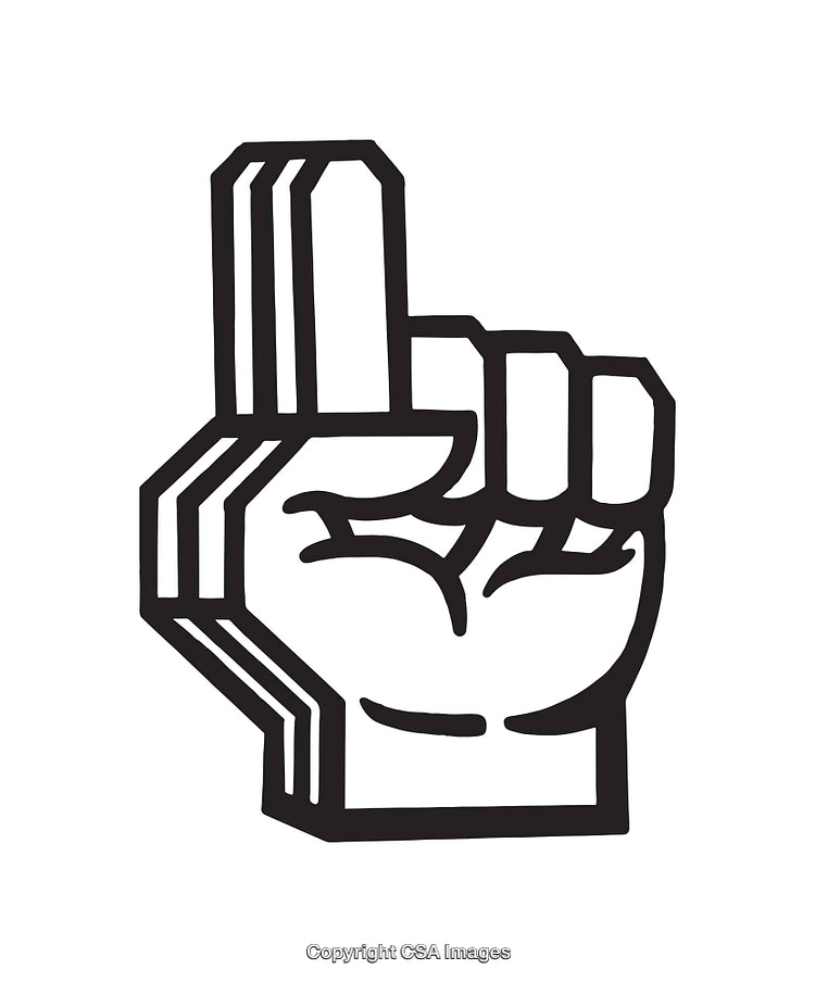 Minimalistic Black and White Line Art Depicting a Hand Gesture