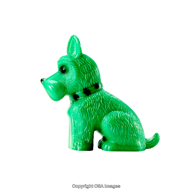 Bright Green Plastic Dog Toy With Collar Isolated on White Background