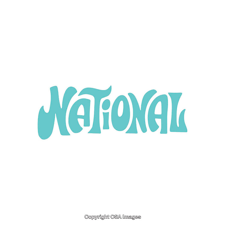 Stylized National Text Logo Design in Bold Turquoise Font