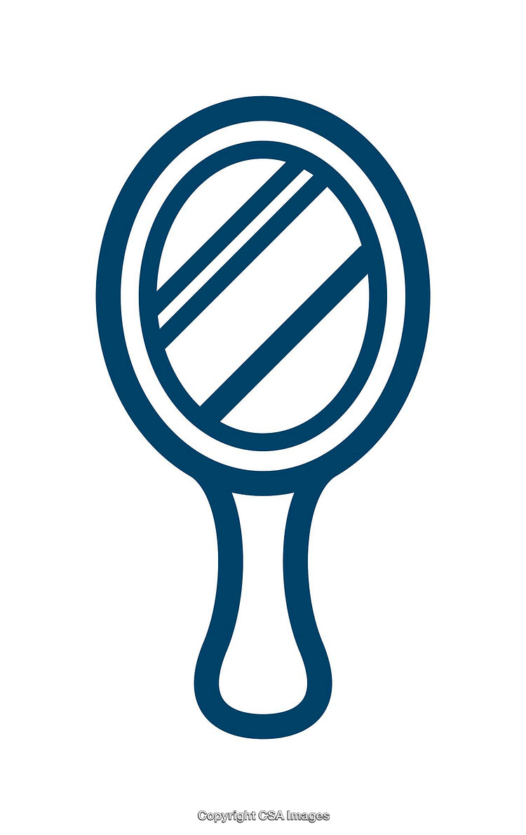 Illustration of a Handheld Mirror Icon in Blue Outline Style