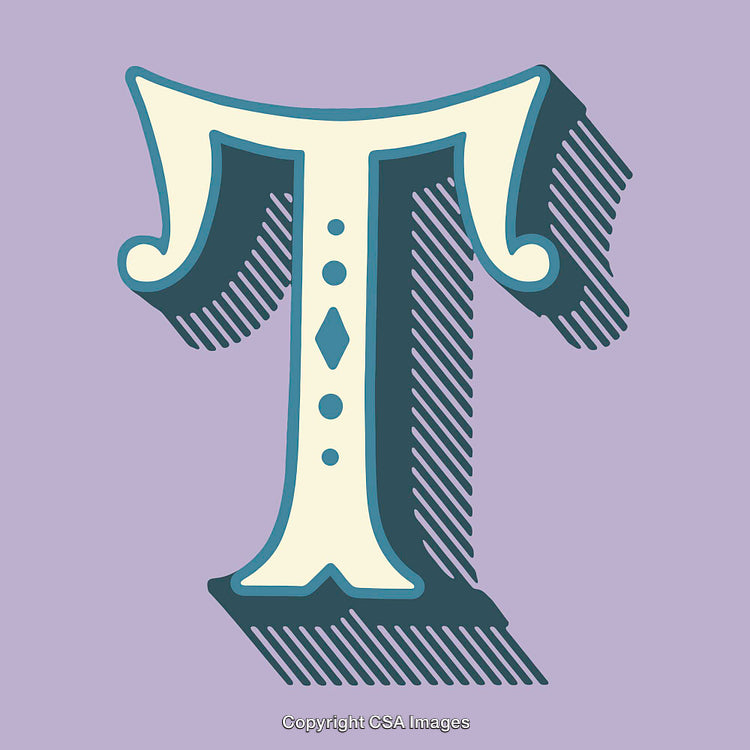 Stylized Illustration of the Letter T with Decorative Design