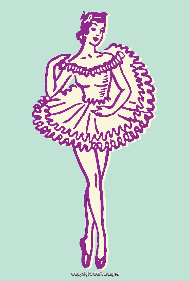 Colorful Line Art Illustration of a Graceful Ballet Dancer in Tutu