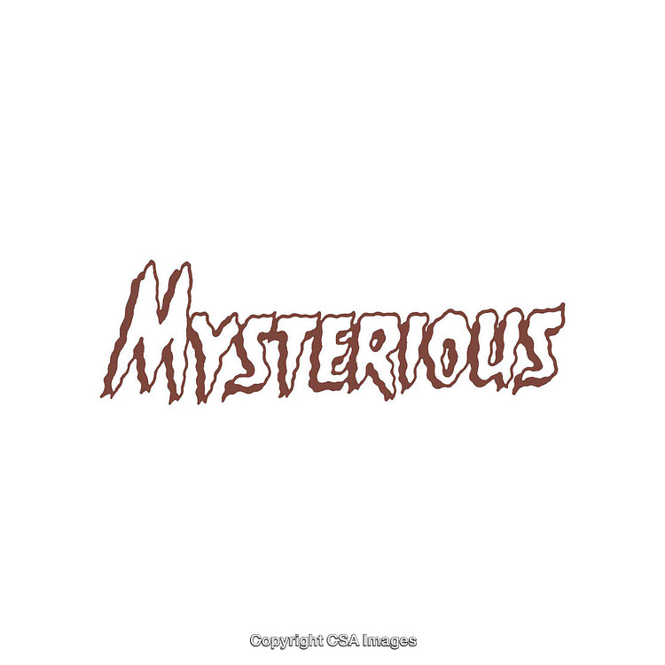 Mysterious Word in Gothic Brown Font on White Background
