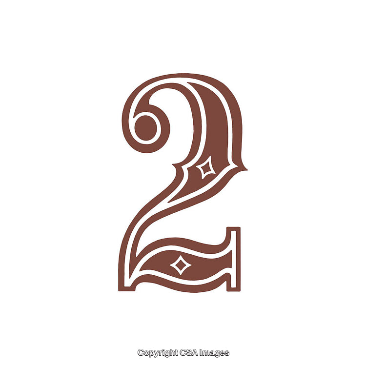 Creative Ornamental Number Two in Stylized Brown Design