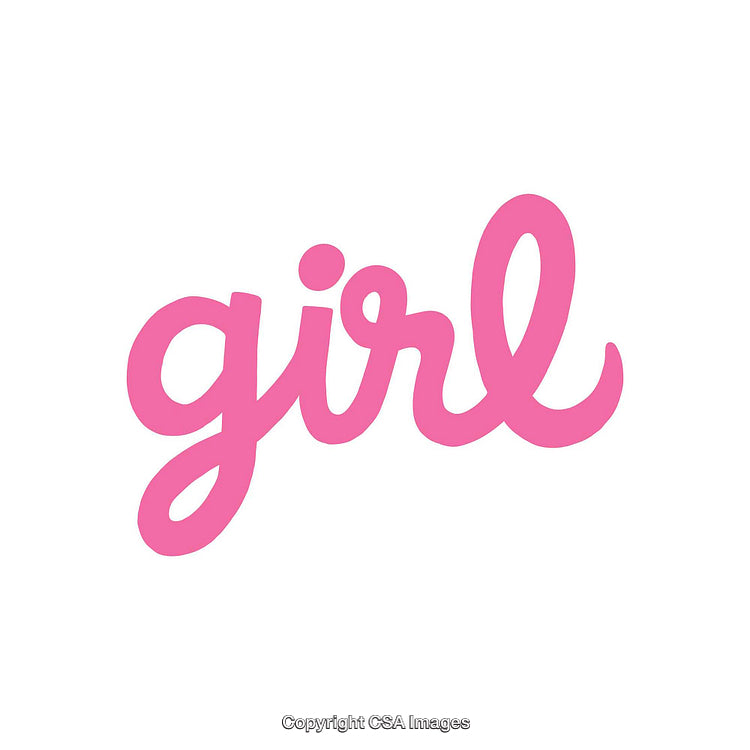 Pink Scripted Word 'Girl' on a White Background for Feminine Designs