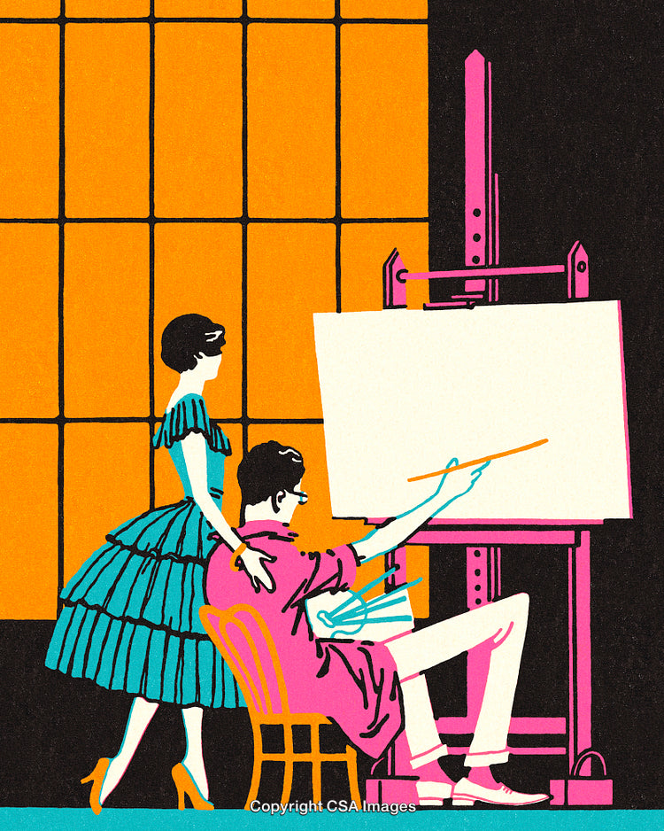 Couple Collaborating in Studio with Bright Modern Artistic Vibes