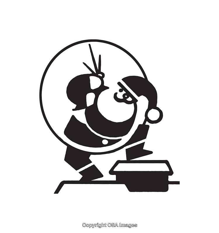 Black and White Santa Claus Checking Naughty or Nice List Illustration