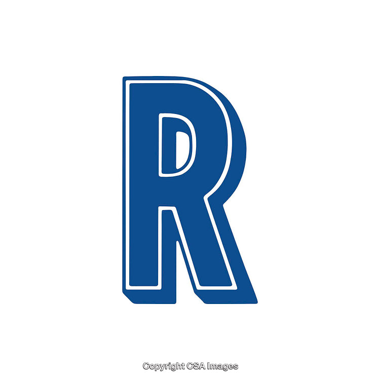 Bold Blue Letter "R" Icon with White Background