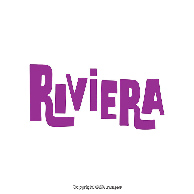 Purple Riviera Text with Bold Typography on White Background