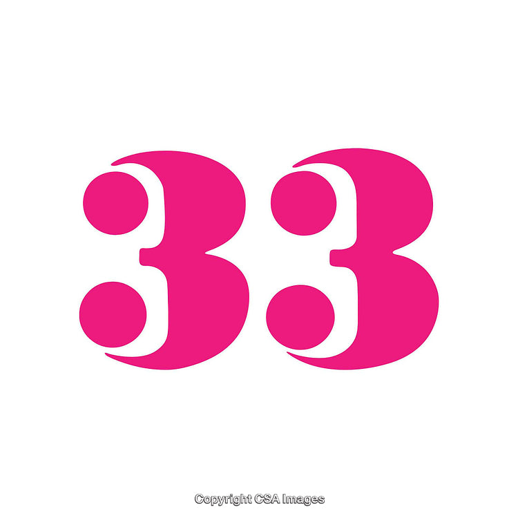 Bold Pink Number 33 Design on a White Background