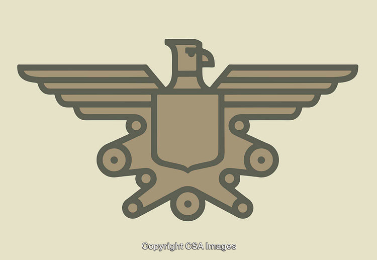 Abstract Eagle Emblem Design in Symmetrical Line Art Style