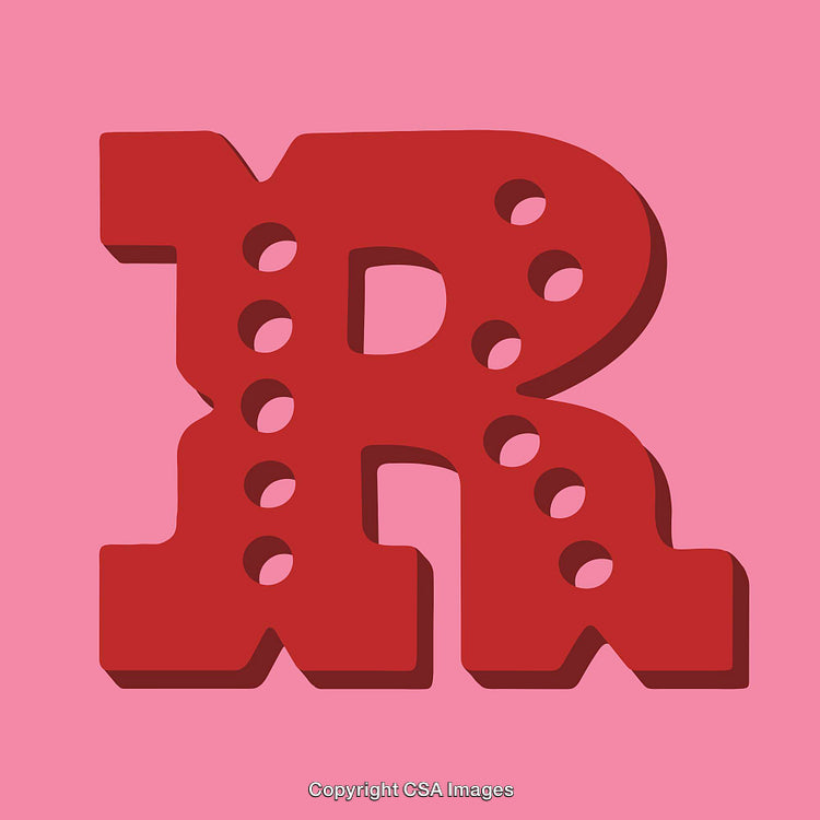 Bold Red Letter R on a Pink Minimalist Background