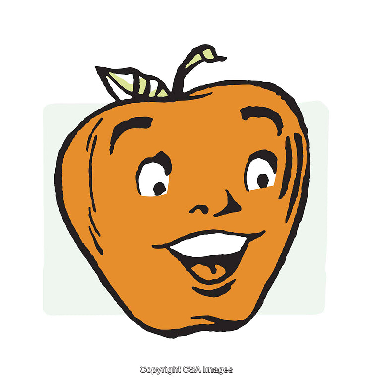 Playful Illustration of Animated Orange Fruit with a Cheerful Expression