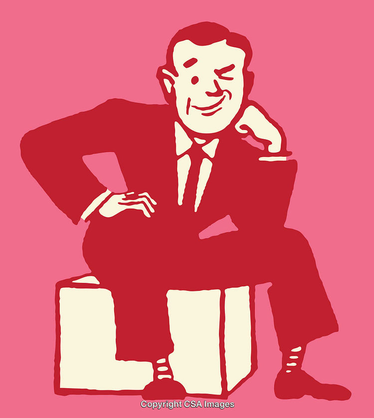 Retro Style Illustration of a Relaxing Man in Red Suit