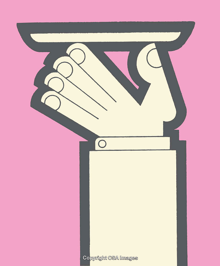 Elegant Minimalist Illustration of a Hand Holding a Serving Tray
