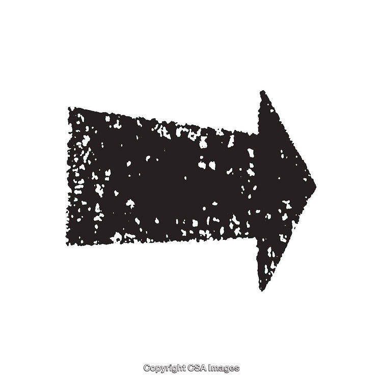 Textured Black Arrow Symbol with Retro and Grunge Design Aesthetic