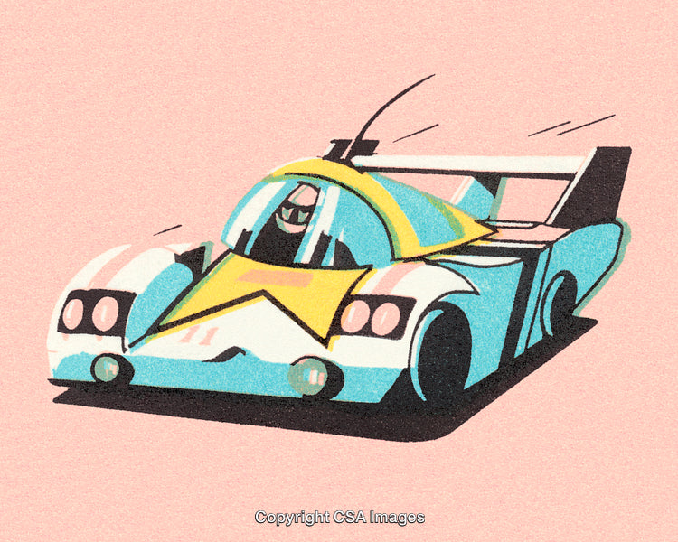 Vibrant Illustration of a Race Car with Dynamic Motion Lines