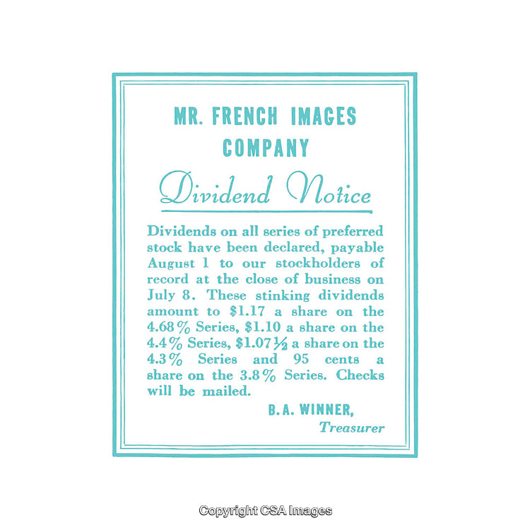 Vintage Stock Dividend Notice with Business Financial Details