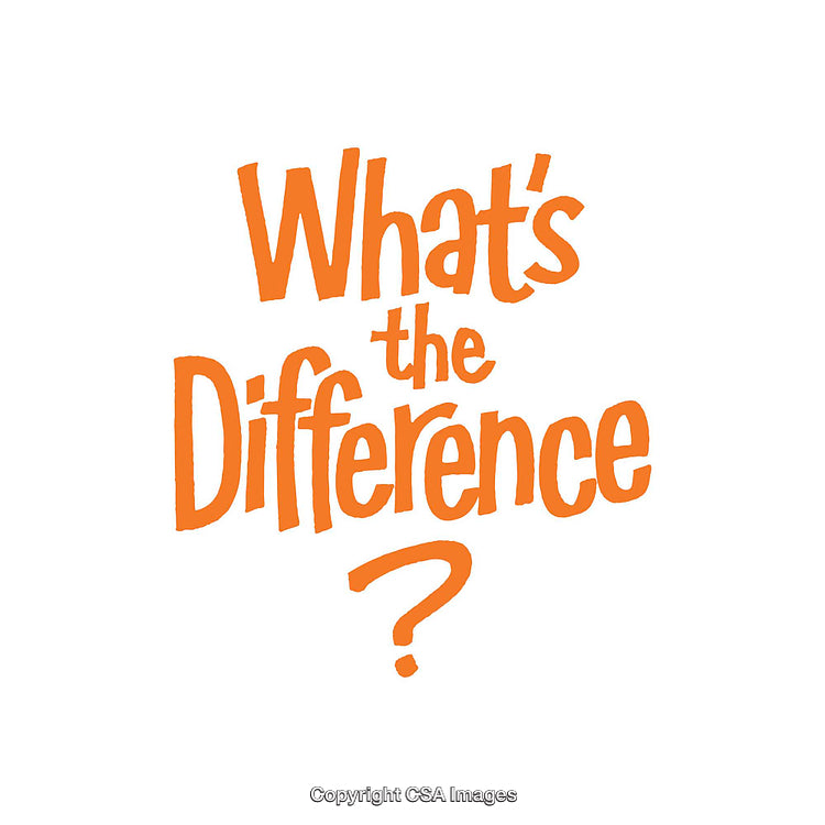 What's the Difference Text in Bold Orange on White Background