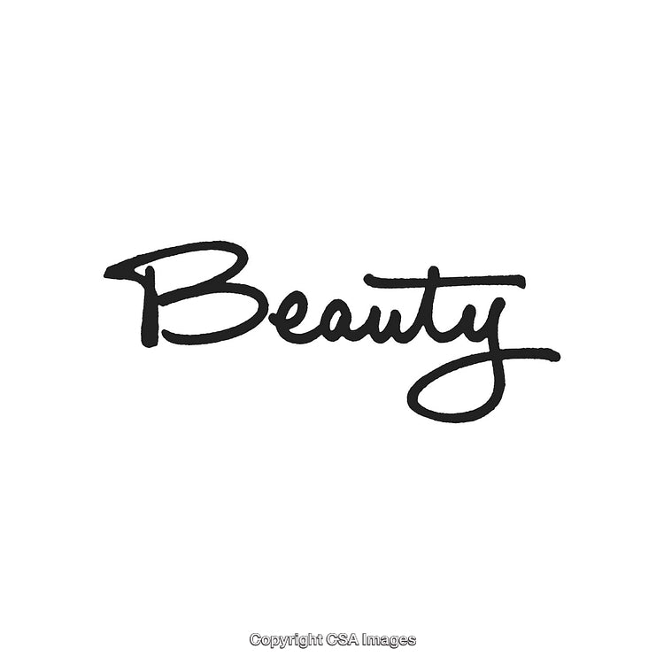 Elegant Handwritten Calligraphy of the Word 'Beauty' on White Background