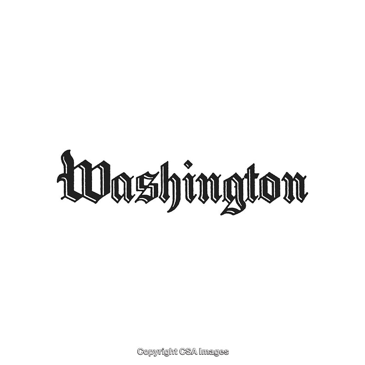 Stylized Blackletter Typography Design Featuring the Word Washington in Monochrome