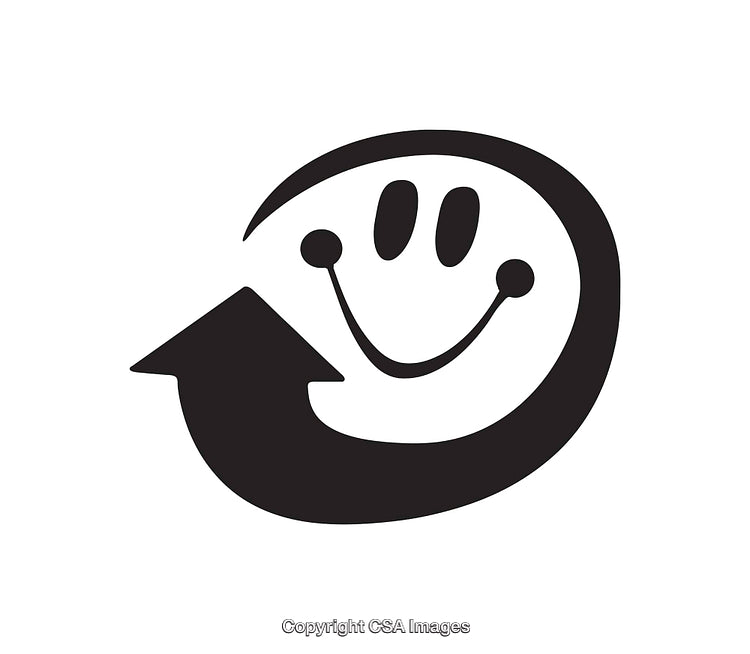Black And White Smiley Face Arrow Icon Indicating Optimism And Progress