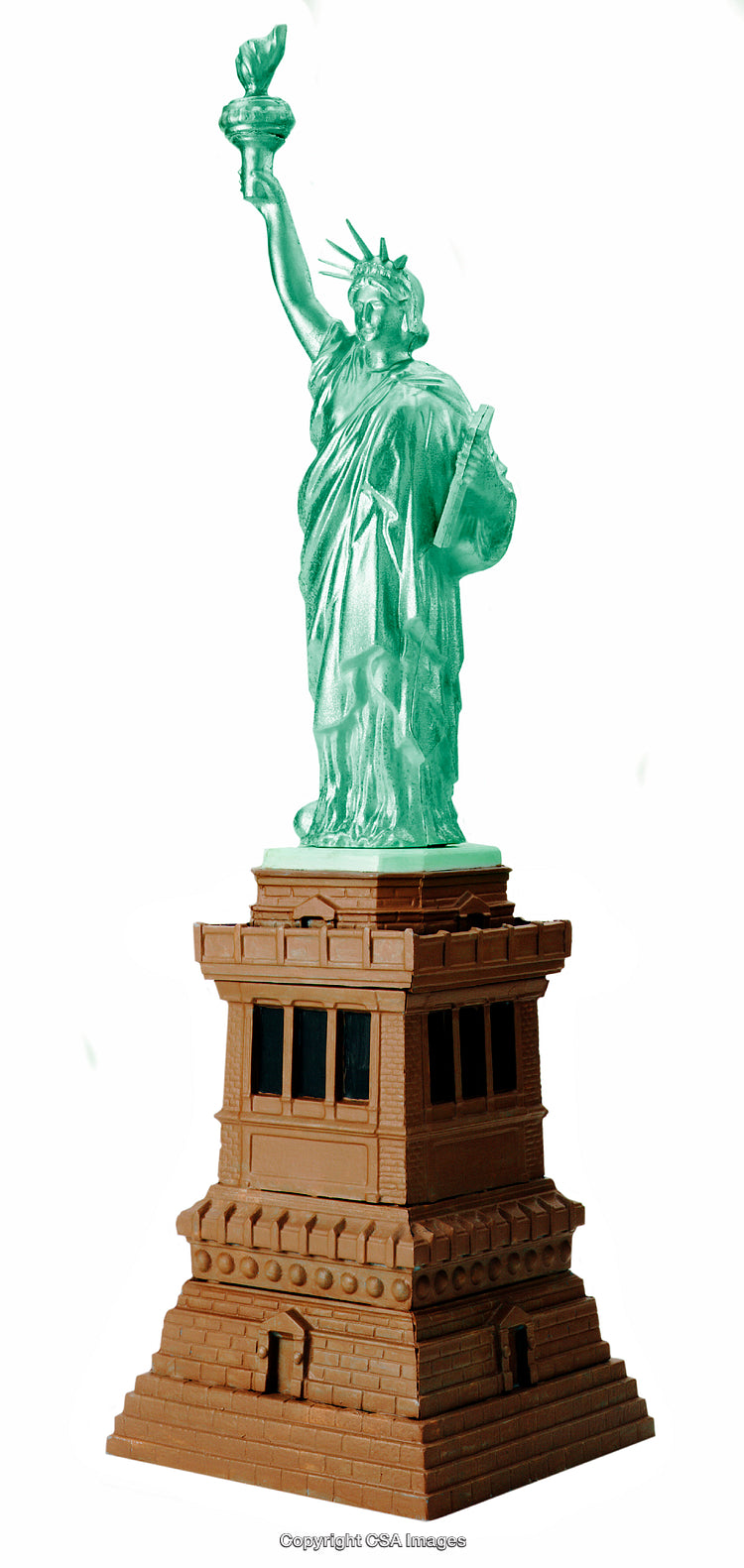 Replica of the Statue of Liberty Plastic Toy on a White Background