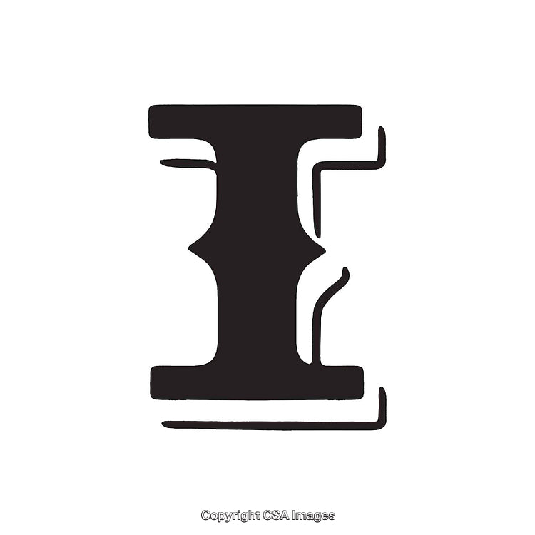 Vintage Styled Serif Black Letter I on White Background
