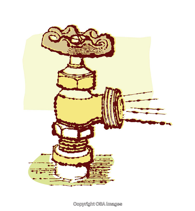 Detailed Illustration of a Water Valve Leaking with Artistic Design
