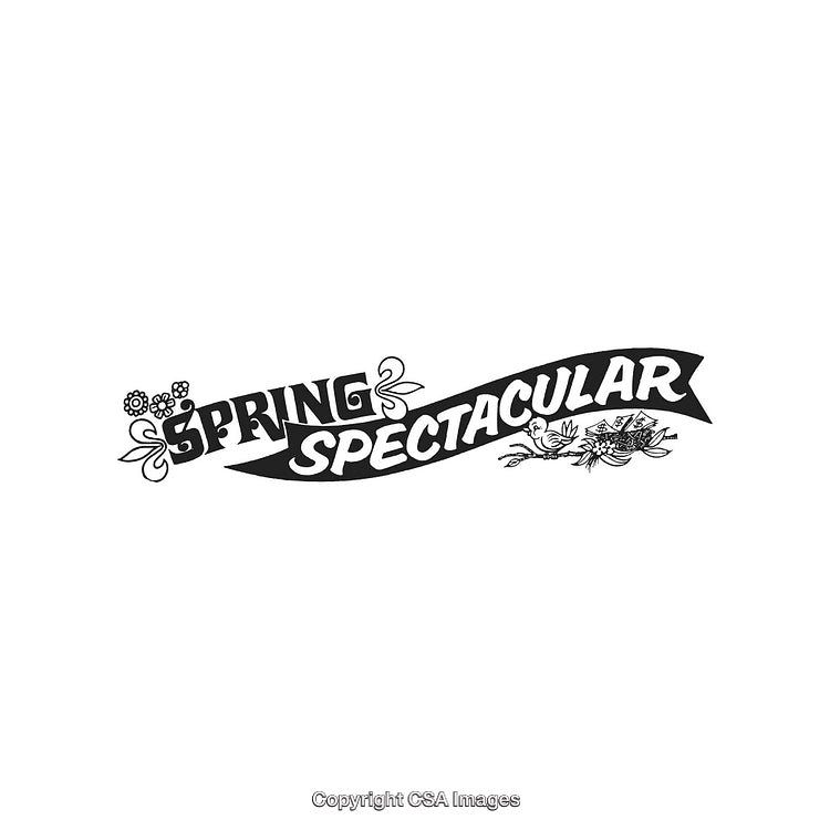 Vintage Spring Spectacular Banner with Flowers and Flourishes Graphic Design