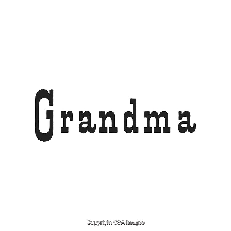 Simple Black Text Reading Grandma in a Vintage Typewriter Font