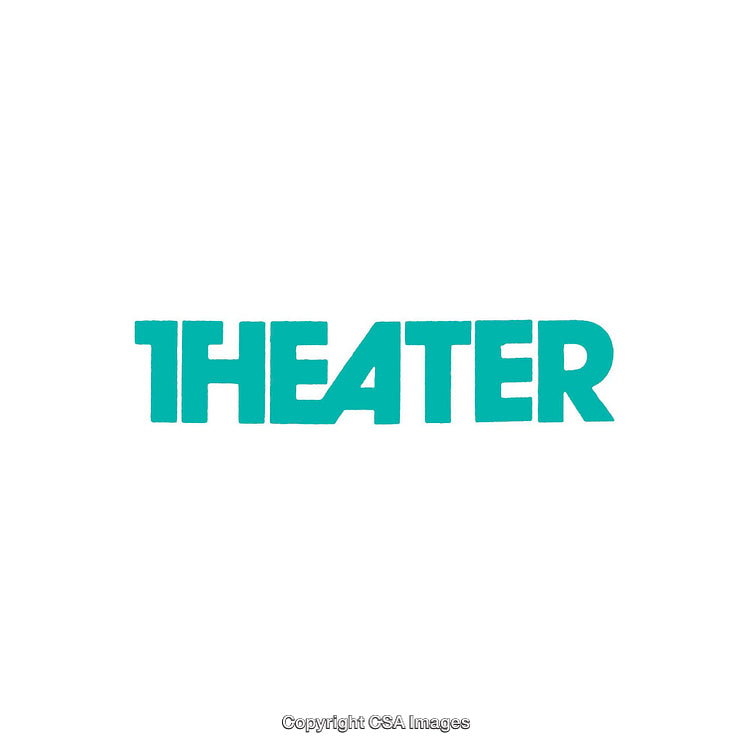 Turquoise Theater Typography Design on White Background