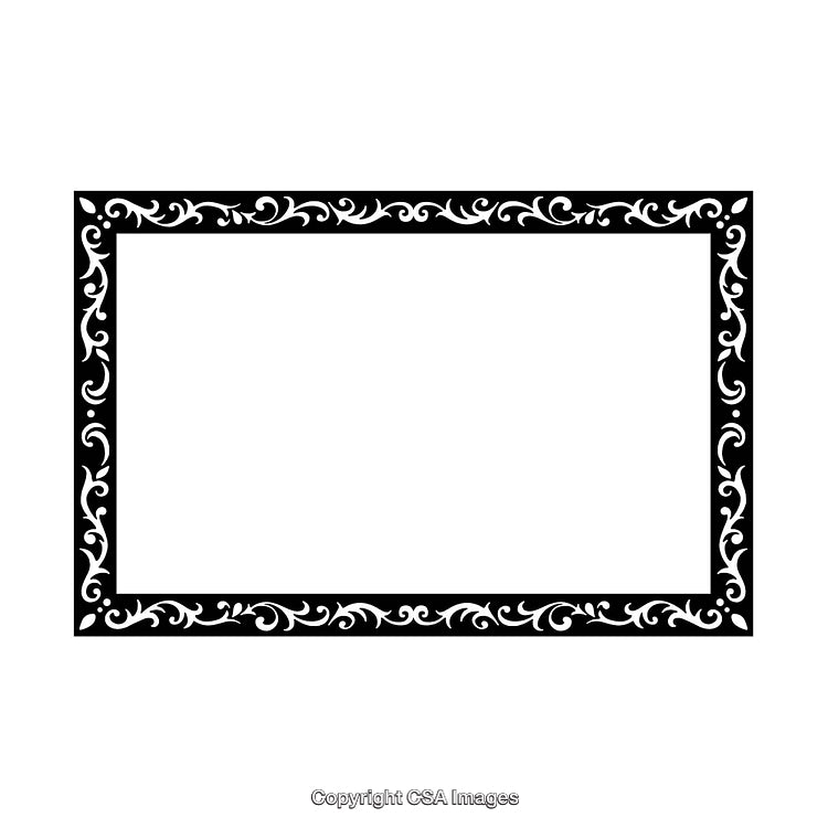 Elegant Black And White Decorative Border With Intricate Floral Design