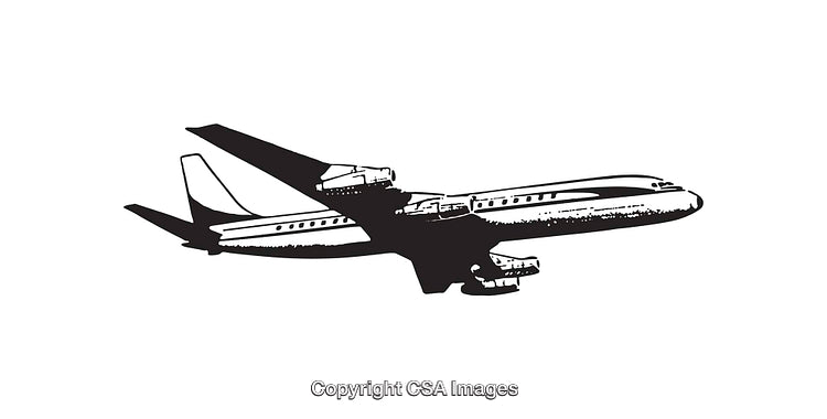 Black and White Line Art of an Airplane Illustration in Minimalist Style
