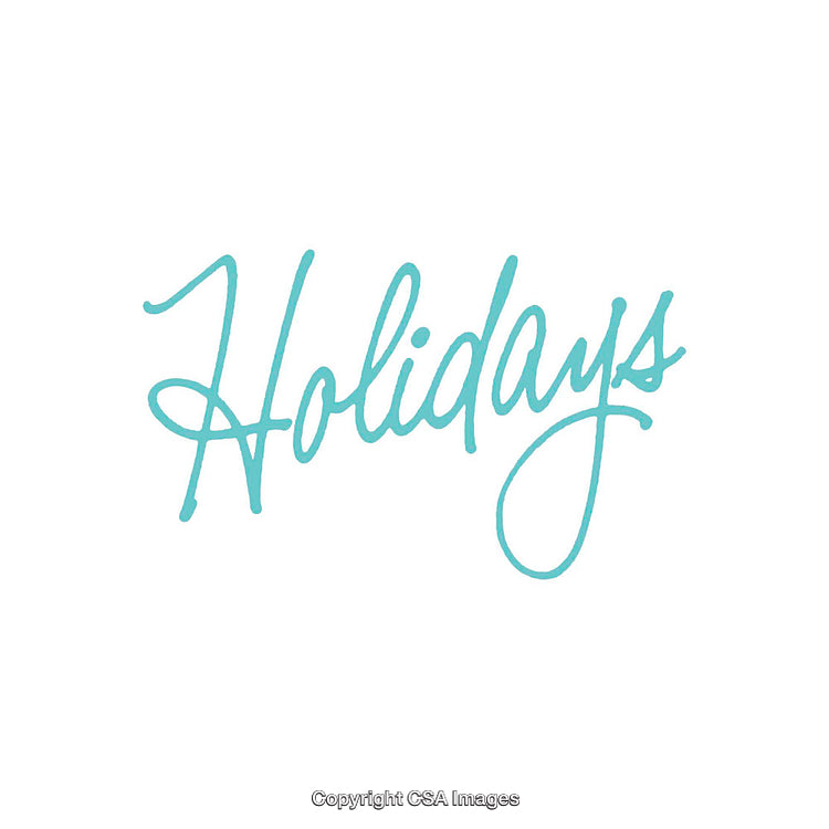 Stylish Blue Script Text Depicting the Word 'Holidays' on White Background