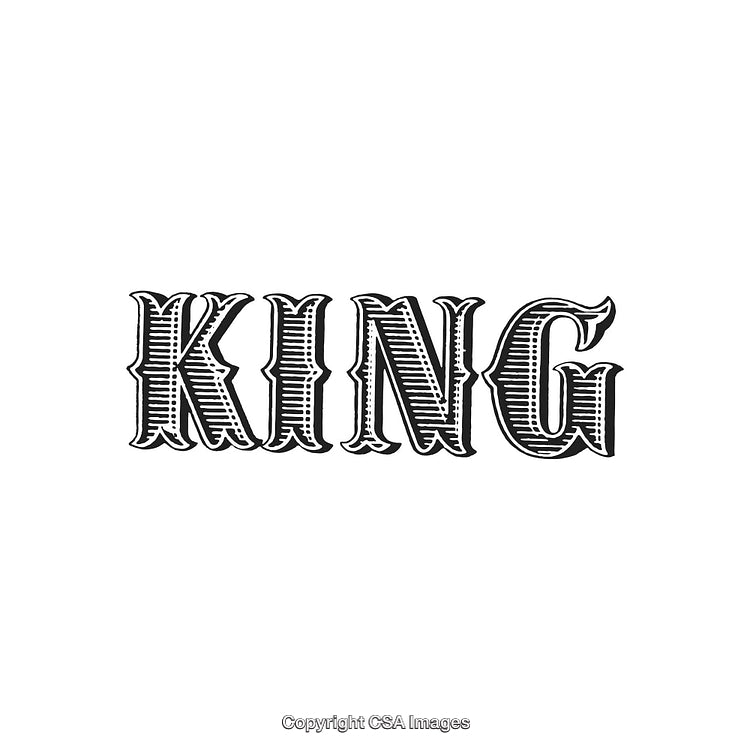 Vintage Typography Design Featuring the Word 'King' in Bold Letters