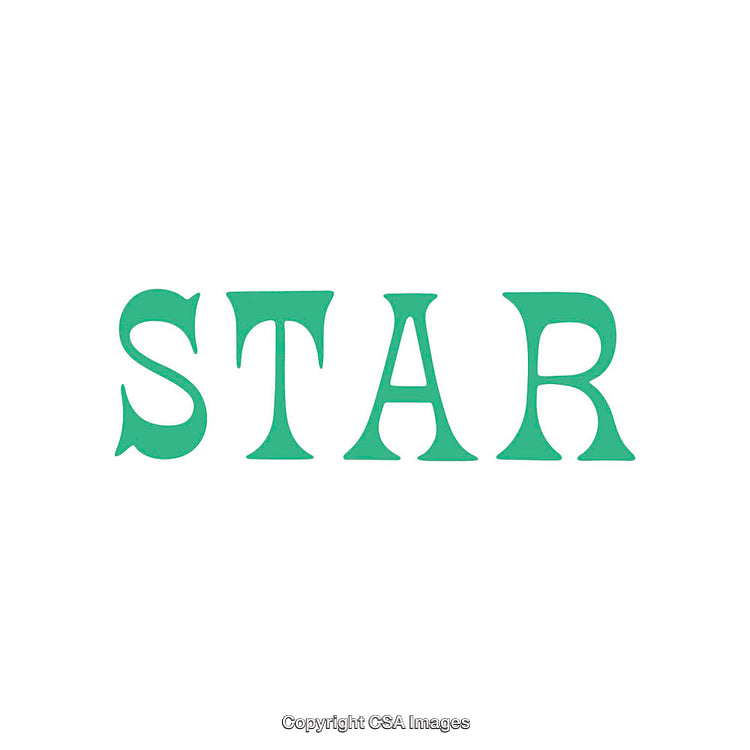 Isolated Green Text Featuring the Word 'STAR' on White Background