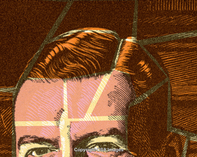 Abstract Vintage Illustration with Close-Up Details and Geometric Elements