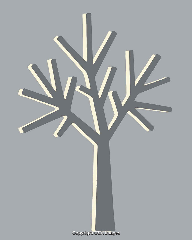 Abstract Minimalist Illustration of a Tree with Branches on Grey Background