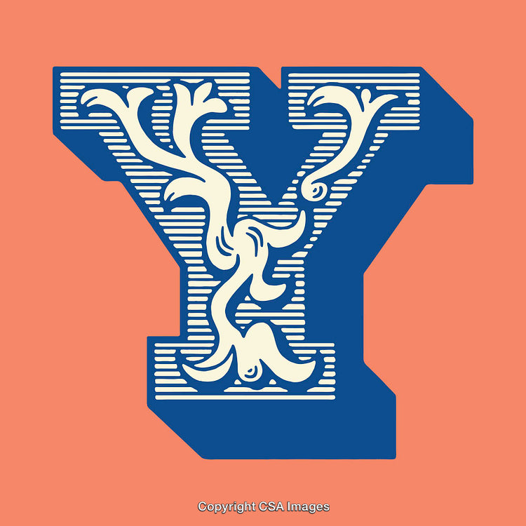 Ornate Letter Y Design with Decorative Flourishes on a Colorful Background