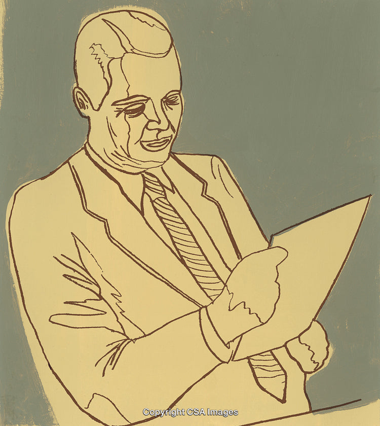 Businessman Looking at a Piece of Paper