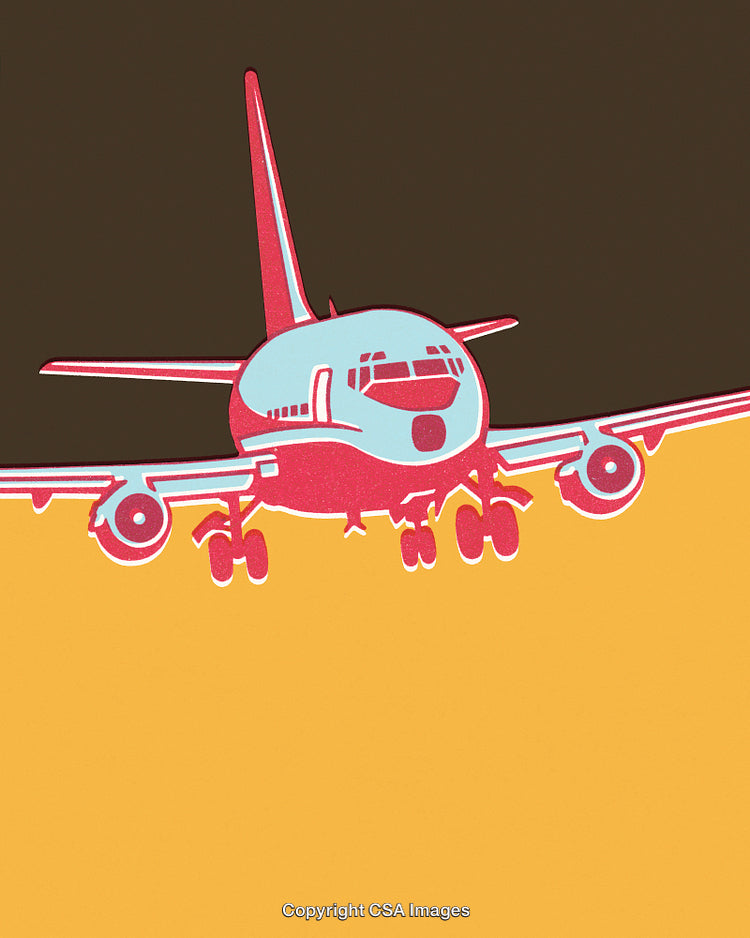 Retro Style Illustration of an Airplane on a Vibrant Background