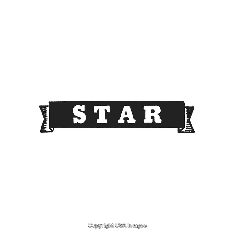 Vintage Black Banner With 'Star' Typography in Bold White Font Style
