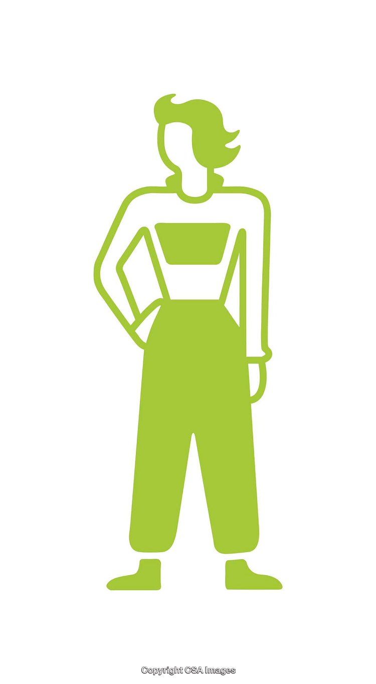 Minimalist Green Icon of a Standing Person With Stylish Design